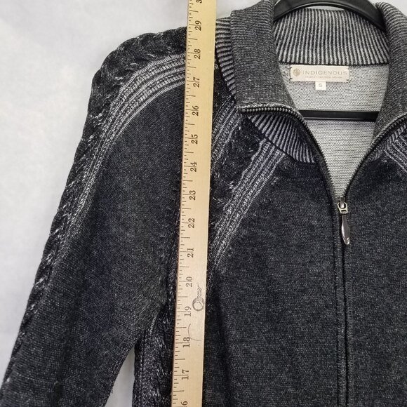 Indigenous Fair Trade Sweater Women's S Gray Zip Up Cardigan Organic Cotton Peru - Picture 9 of 11